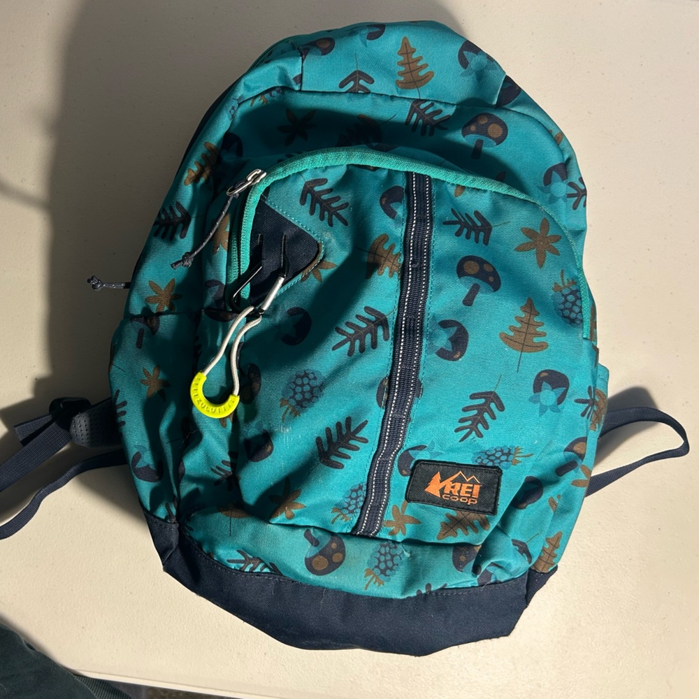 REI Kids Teal and Navy Patterned Backpack 🍄